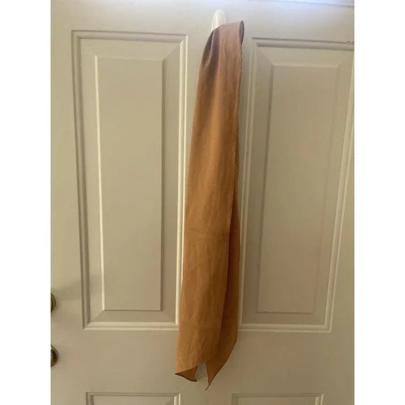 Vintage Brown Butterfly Jacquard Scarf Square Head Scarf Satin Feel Neutral Boho - Picture 4 of 6